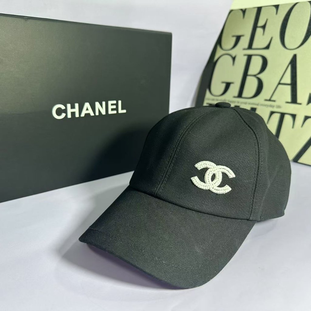 Chanel Black Cap With Silver Logo